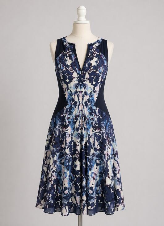 Rebecca Taylor Dresses & Skirts - Rebecca Taylor 100% Silk Dress Abstract Print Blue Black Maroon 8